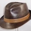 Mida Trilby Imitatieleder Donkerbruin Beige -Hoeden Winkel 1486280606