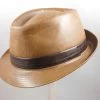 Mida Trilby Imitatieleder Beige Bruin -Hoeden Winkel 1486280661