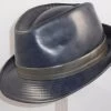 Mida Trilby Imitatieleder Blauw Grijs -Hoeden Winkel 1486281136
