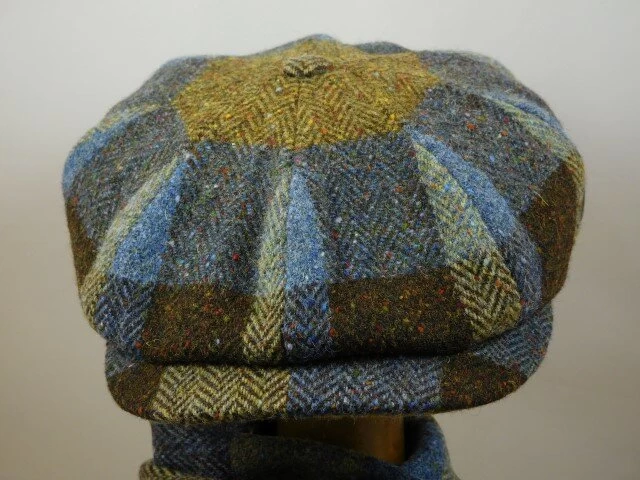 City Sport Newsboy Cap Donegal Tweed Groen Blauw 4 City Sport Newsboy Cap Donegal Tweed Groen Blauw - Afbeelding 2