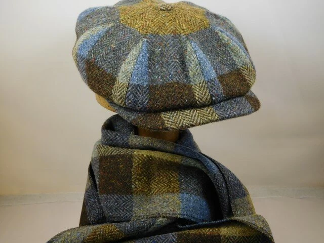 City Sport Newsboy Cap Donegal Tweed Groen Blauw 5 City Sport Newsboy Cap Donegal Tweed Groen Blauw - Afbeelding 3