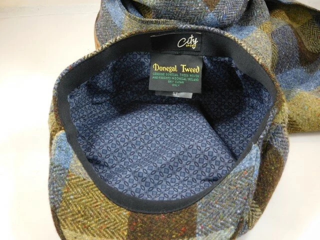 City Sport Newsboy Cap Donegal Tweed Groen Blauw 7 City Sport Newsboy Cap Donegal Tweed Groen Blauw - Afbeelding 5