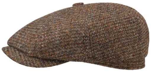 Stetson Hatteras Newsboy Harris Tweed Grijs Oker -Hoeden Winkel 1649570182