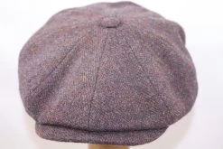 Stetson Hatteras Newsboy Cap Herringbone Crimson Violet -Hoeden Winkel 1714564601