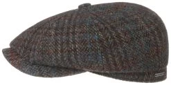 Stetson Newsboy Cap Hatteras Harris Tweed Taupe Petrol Roest -Hoeden Winkel 1749123494