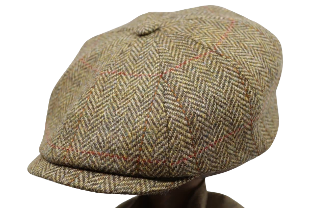 Alfonso D Este Newsboy Cap Model Kyoto Wol Visgraat Beige Groen 3 Alfonso D Este Newsboy Cap Model Kyoto Wol Visgraat Beige Groen
