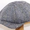 Wigens Newsboy Classic Cap Harris Tweed Dark Blue