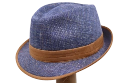 Jos Van Dijck Trilby Blauw Contrast Bruin