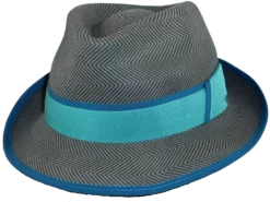 Bedacht Wolvilt Trilby Visgraat Grijs Petrol