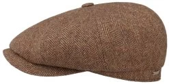 Stetson Newsboy Cap Hatteras Visgraat Cognac