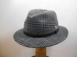 Mayser Hugo Wol Tweed Ruit GRIJS -Hoeden Winkel 1806636750