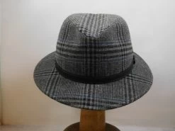 Mayser Hugo Wol Tweed Ruit GRIJS -Hoeden Winkel 1806636753
