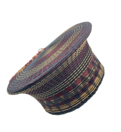 Isicholo Traditional Zulu Matron Hat Black Bordeaux And Beige