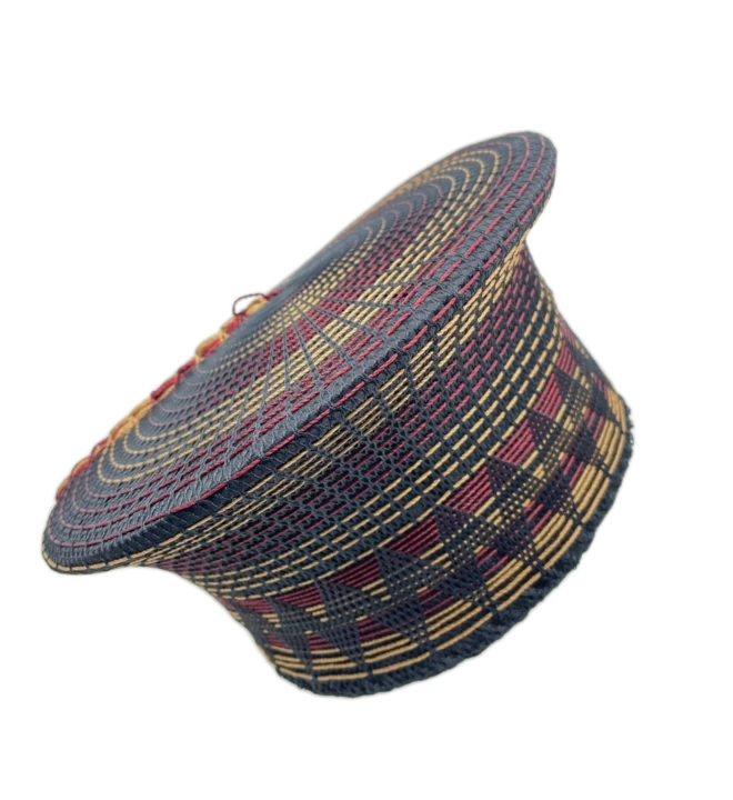 Isicholo Traditional Zulu Matron Hat Black Bordeaux And Beige 3 Isicholo Traditional Zulu Matron Hat Black Bordeaux And Beige