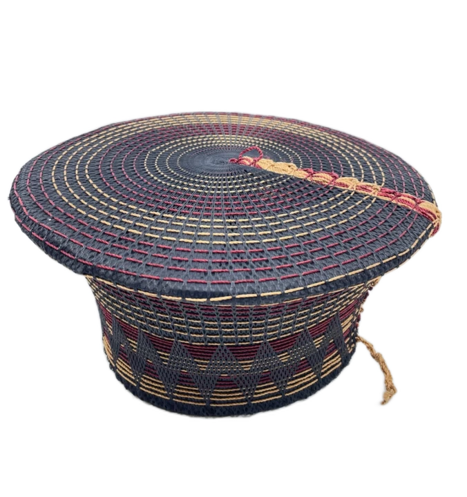 Isicholo Traditional Zulu Matron Hat Black Bordeaux And Beige 5 Isicholo Traditional Zulu Matron Hat Black Bordeaux And Beige - Afbeelding 3