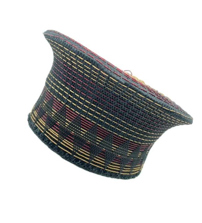 Isicholo Traditional Zulu Matron Hat Black Bordeaux And Beige 6 Isicholo Traditional Zulu Matron Hat Black Bordeaux And Beige - Afbeelding 4
