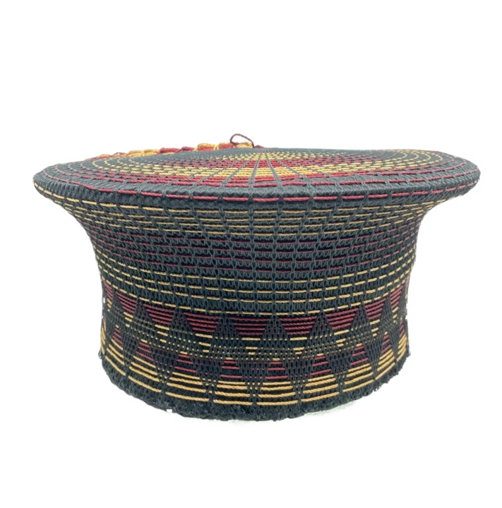 Isicholo Traditional Zulu Matron Hat Black Bordeaux And Beige 8 Isicholo Traditional Zulu Matron Hat Black Bordeaux And Beige - Afbeelding 6