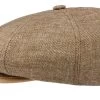 Stetson 8 Panel Newsboy Cap Linen And Leather Brown -Hoeden Winkel 1811227845