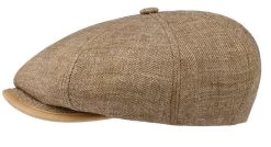 Stetson 8 Panel Newsboy Cap Linen And Leather Brown