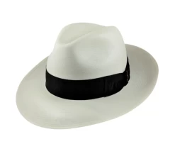 Borsalino Panama Classic Fino Wide Brim White And Black -Hoeden Winkel 1841317440