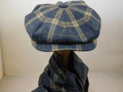 City Sport Gatsby Newsboy Kasjmier Wol Donkerblauw Ruit -Hoeden Winkel 1845058770