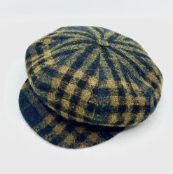 Portaluri Harristweed Volumineuze Ballonpet Oker Marineblauw Ruit -Hoeden Winkel 1851443748