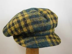 Portaluri Harristweed Volumineuze Ballonpet Oker Marineblauw Ruit -Hoeden Winkel 1851443751