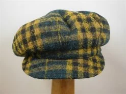 Portaluri Harristweed Volumineuze Ballonpet Oker Marineblauw Ruit -Hoeden Winkel 1851443766