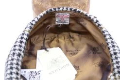 Stetson 8 Panel Newsboy Cap Houndstooth Harris Tweed Black Mustard -Hoeden Winkel 1864555290