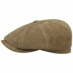 Stetson Hatteras Newsboy Cap Calf Leather Brown Beige