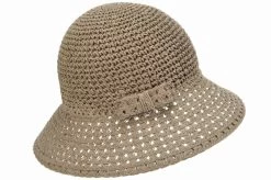 Seeberger Cloche Strik Papierstro Taupe