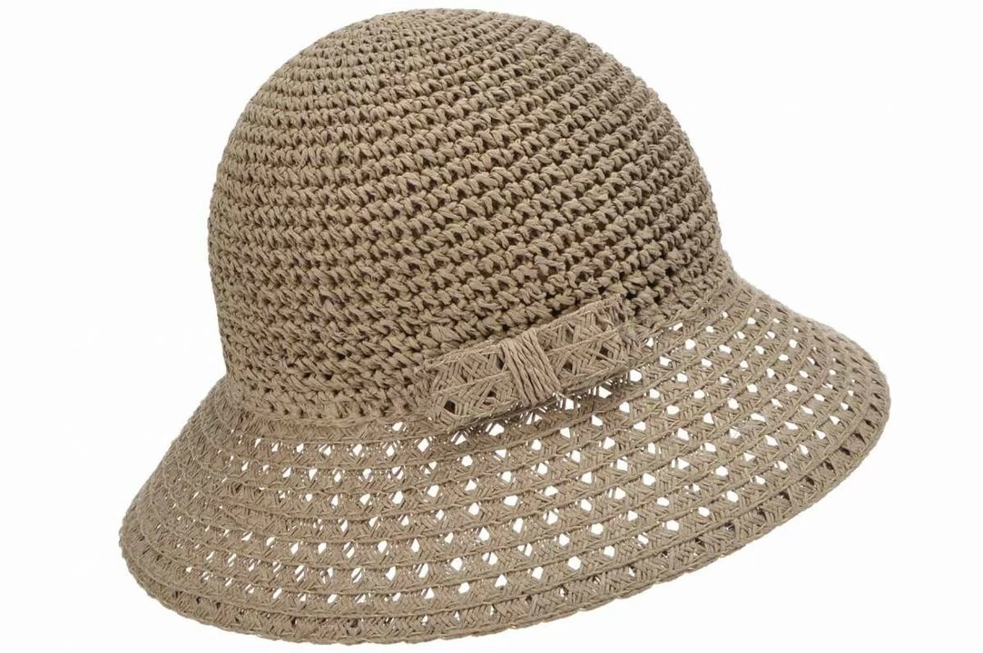 Seeberger Cloche Strik Papierstro Taupe 3 Seeberger Cloche Strik Papierstro Taupe