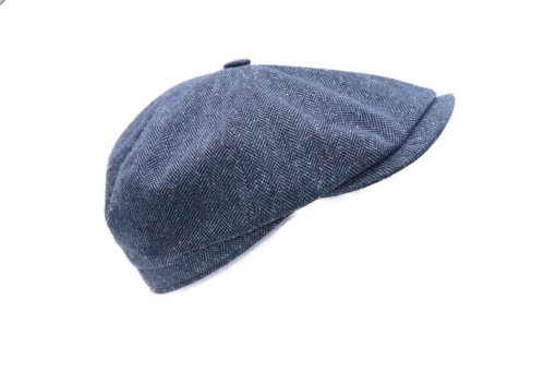 Alfonso Deste Newsboy Cap Kioto Zijde Visgraat Jeansblauw -Hoeden Winkel 1874674245