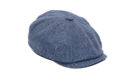 Alfonso Deste Newsboy Cap Kioto Zijde Visgraat Jeansblauw -Hoeden Winkel 1874674251
