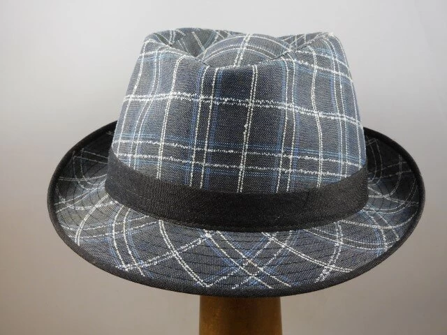 Mida Trilby Lino Ruit Grijsblauw 4 Mida Trilby Lino Ruit Grijsblauw - Afbeelding 2