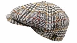 Borsalino Ballonpet Fleece Wol Ruit Camel Zwart Ivory