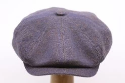 Stetson Newsboy Cap Hatteras Linen Wool Mix Herringbone Brown Indigo -Hoeden Winkel 1907844087