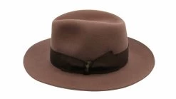 Borsalino Alessandria Fedora Cut Brim Taupe