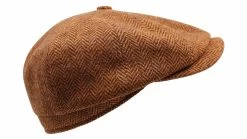Alfonso Deste Kioto Newsboy Cap Scheerwol Visgraat Roest Bruin -Hoeden Winkel 1913560683
