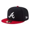 New Era Fitted Baseball Cap 59fifty Atlanta Braves Navy Rood -Hoeden Winkel 1913605824