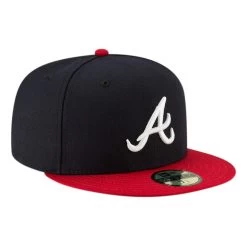 New Era Fitted Baseball Cap 59fifty Atlanta Braves Navy Rood -Hoeden Winkel 1913605830