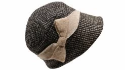 Panizza Cloche Met Strik Wol Zwart Kiezel