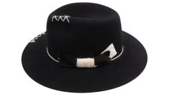 Panizza Bespoke Fedora Latina 27 Distressed High Roller Zwart