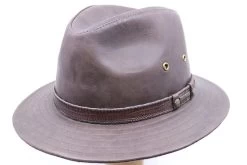 Hatland Yamill Fedora Leather Brown -Hoeden Winkel 1918620819