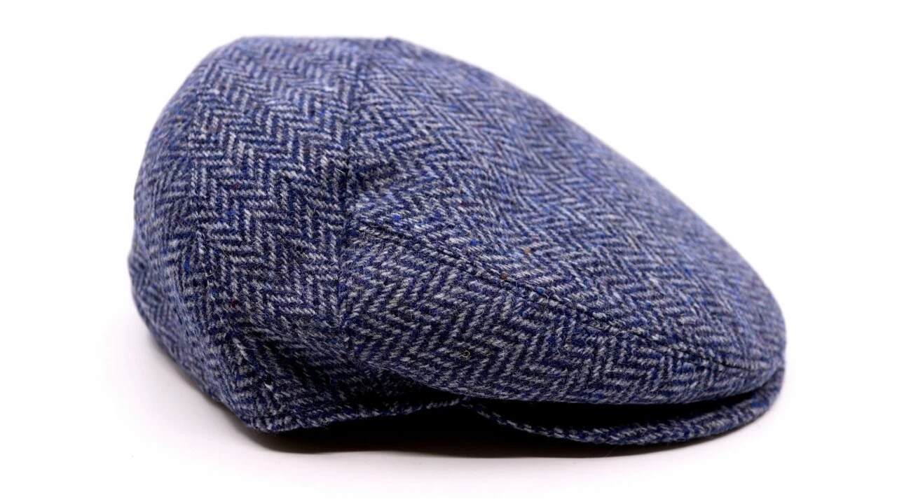 Borsalino Engelse Pet Crossover Fleece Wol Visgraat Blauw Spikkel 3 Borsalino Engelse Pet Crossover Fleece Wol Visgraat Blauw Spikkel