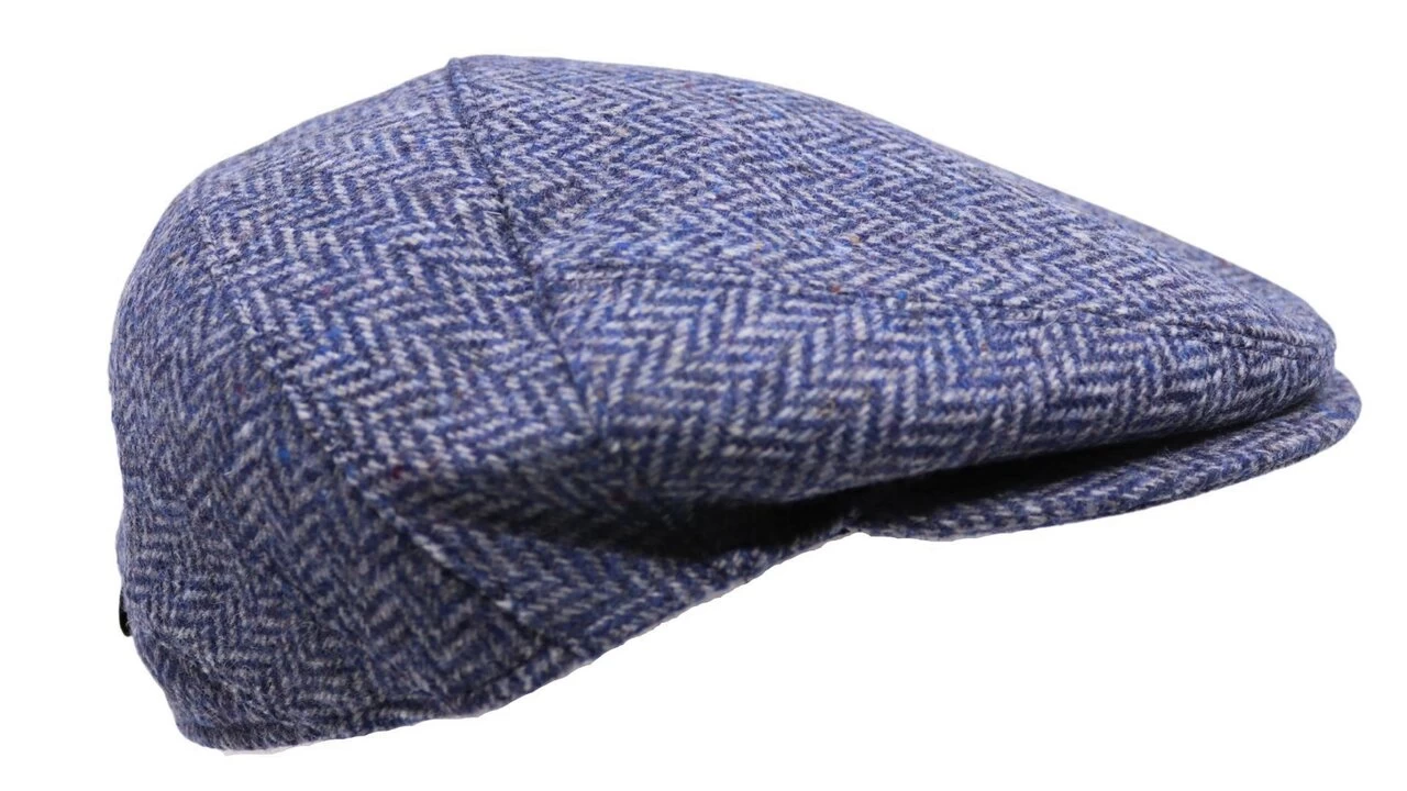 Borsalino Engelse Pet Crossover Fleece Wol Visgraat Blauw Spikkel 4 Borsalino Engelse Pet Crossover Fleece Wol Visgraat Blauw Spikkel - Afbeelding 2