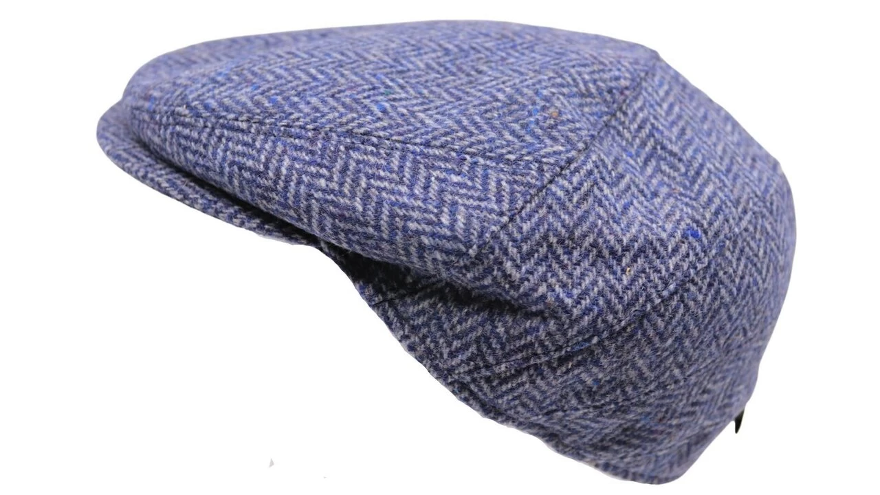 Borsalino Engelse Pet Crossover Fleece Wol Visgraat Blauw Spikkel 7 Borsalino Engelse Pet Crossover Fleece Wol Visgraat Blauw Spikkel - Afbeelding 5