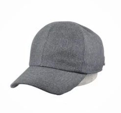 Wigens Baseball Classic Cap Met Oorklep Wol Grey Mix