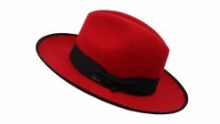 Panizza Fedora Napoli Wolvilt Rood En Zwart -Hoeden Winkel 1927121043