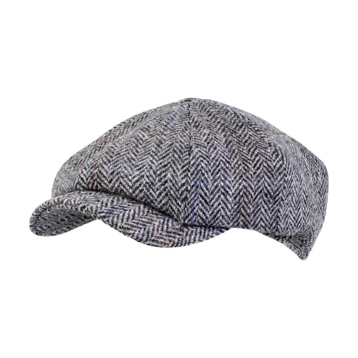 Wigens Newsboy Retro Cap Wool Herringbone Harris Tweed Grey 3 Wigens Newsboy Retro Cap Wool Herringbone Harris Tweed Grey